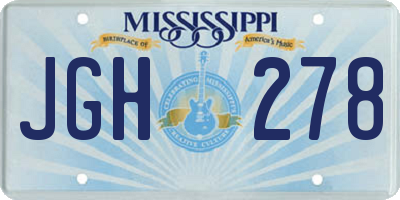 MS license plate JGH278