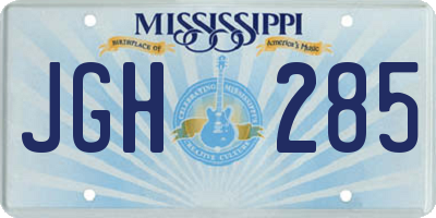 MS license plate JGH285