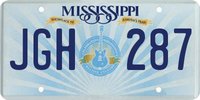 MS license plate JGH287