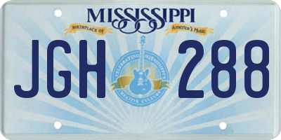 MS license plate JGH288