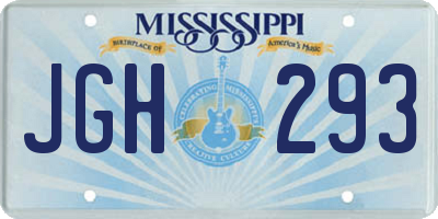 MS license plate JGH293