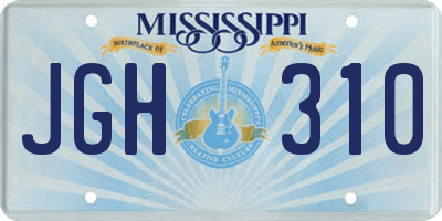 MS license plate JGH310