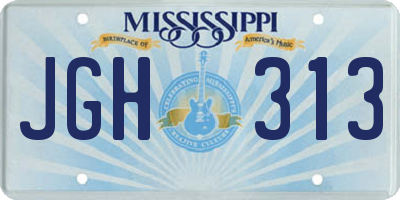 MS license plate JGH313