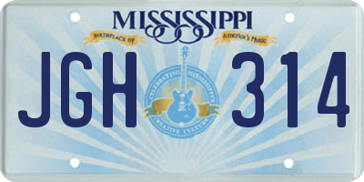 MS license plate JGH314
