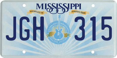 MS license plate JGH315