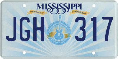 MS license plate JGH317