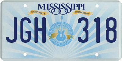MS license plate JGH318