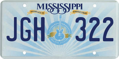MS license plate JGH322