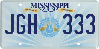 MS license plate JGH333
