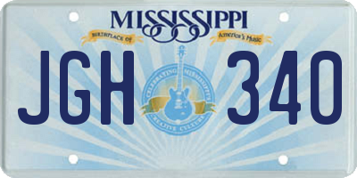 MS license plate JGH340