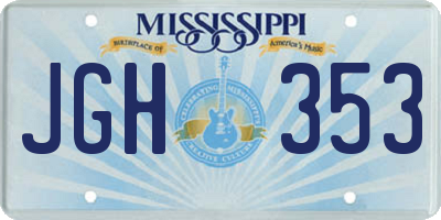 MS license plate JGH353
