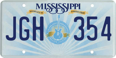 MS license plate JGH354