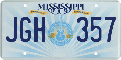 MS license plate JGH357