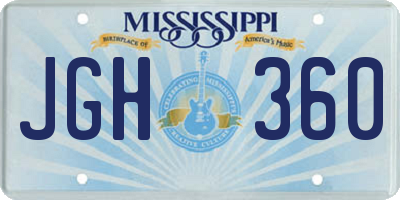 MS license plate JGH360