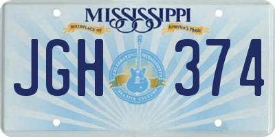 MS license plate JGH374