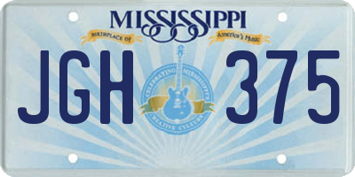 MS license plate JGH375