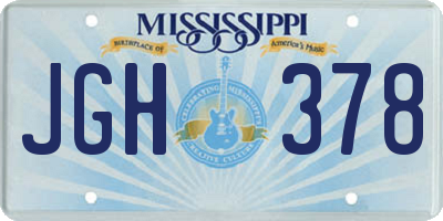 MS license plate JGH378