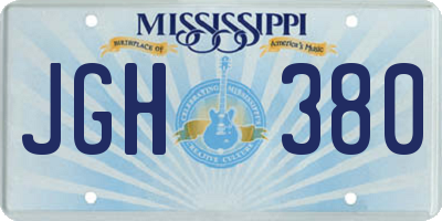 MS license plate JGH380