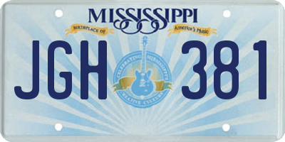MS license plate JGH381