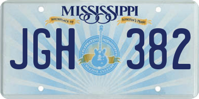 MS license plate JGH382