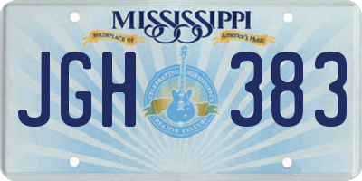 MS license plate JGH383