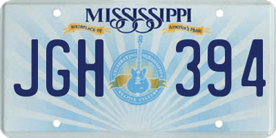 MS license plate JGH394