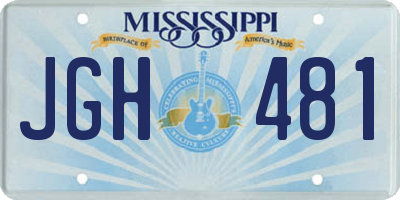 MS license plate JGH481