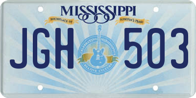 MS license plate JGH503