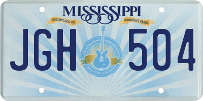 MS license plate JGH504