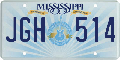 MS license plate JGH514