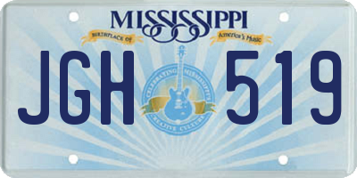 MS license plate JGH519
