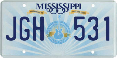 MS license plate JGH531