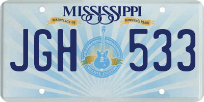 MS license plate JGH533