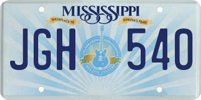 MS license plate JGH540