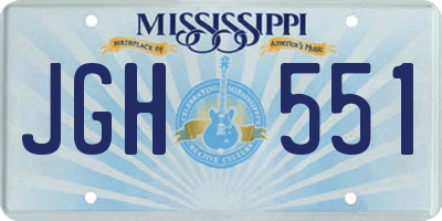 MS license plate JGH551