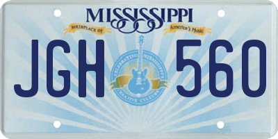 MS license plate JGH560