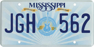 MS license plate JGH562