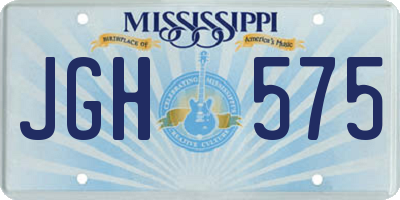 MS license plate JGH575