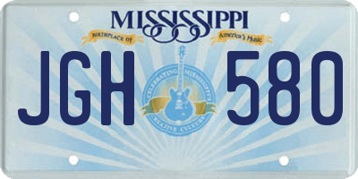 MS license plate JGH580