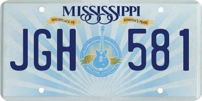 MS license plate JGH581