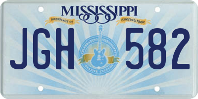 MS license plate JGH582