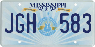MS license plate JGH583