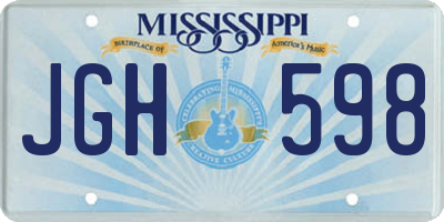 MS license plate JGH598