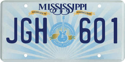 MS license plate JGH601