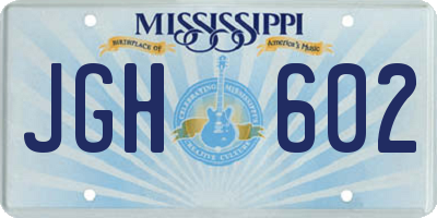 MS license plate JGH602