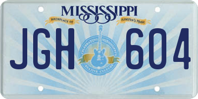 MS license plate JGH604