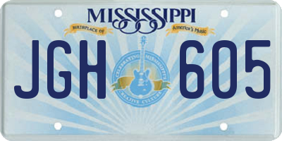 MS license plate JGH605