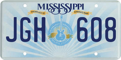 MS license plate JGH608