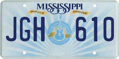 MS license plate JGH610