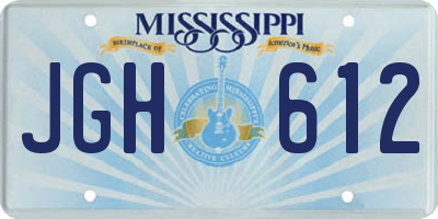 MS license plate JGH612